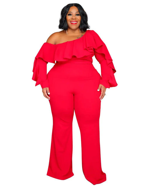 Load image into Gallery viewer, Plus-Size Wide-Leg Jumpsuit – Black Urban Leisure Summer Bodysuit for Women
