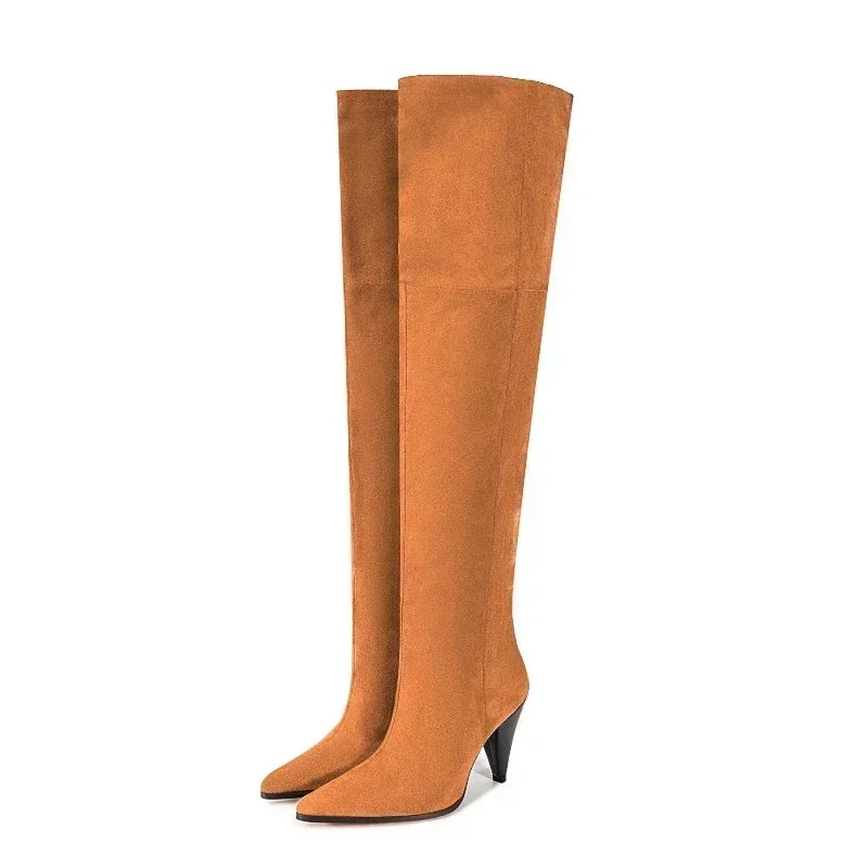 European & American Autumn/Winter Fashion Over-the-Knee High Heel Boots – Pointed Tapered Design