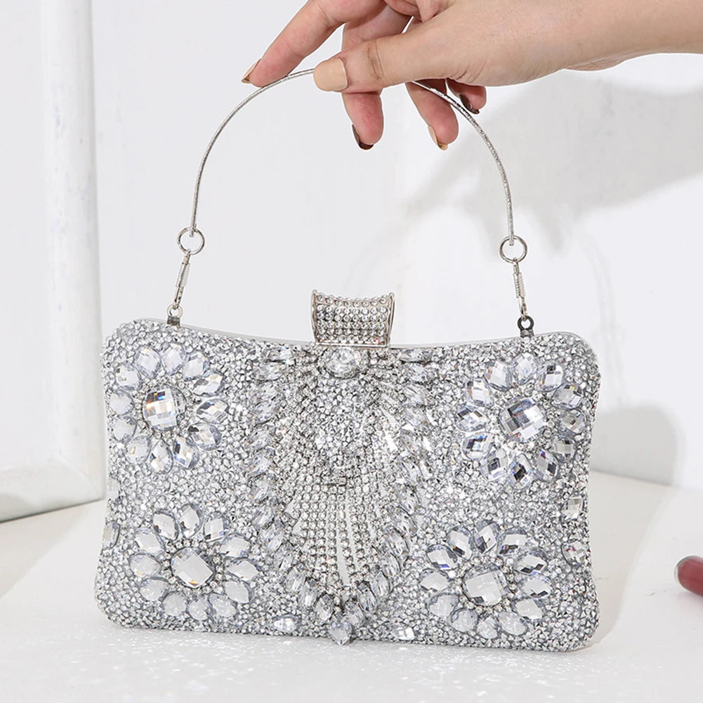 Luxury Rhinestone Glitter Evening Bag – Vintage Tassel Clutch for Weddings & Dinners