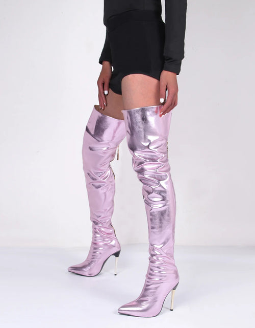 Load image into Gallery viewer, Metallic Seduction: 11CM Stiletto Over-the-Knee Boots for Bold Style
