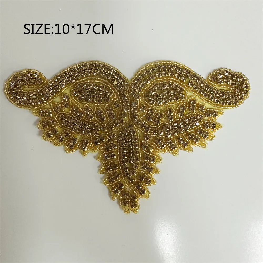 AB Silver Rhinestone Flower Applique – Elegant Iron-On/Sew-On Decoration for Wedding Dresses & Clothes