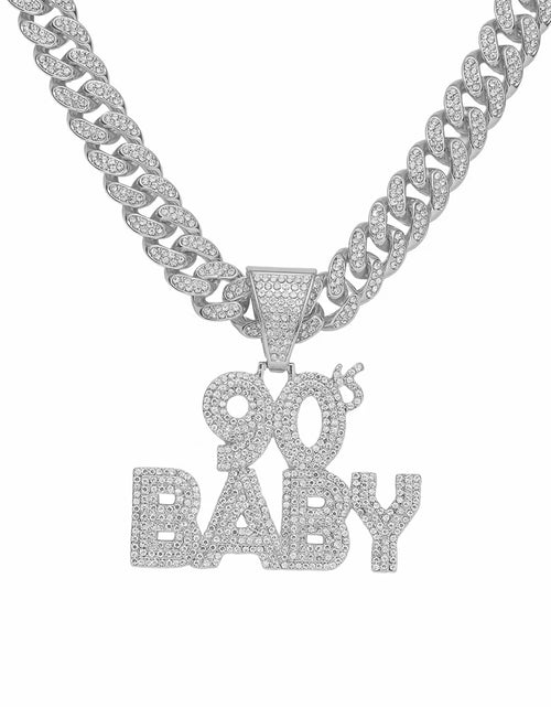 Load image into Gallery viewer, 90’s Baby Bling: Rhinestone Letter Pendant with Miami Link Chain
