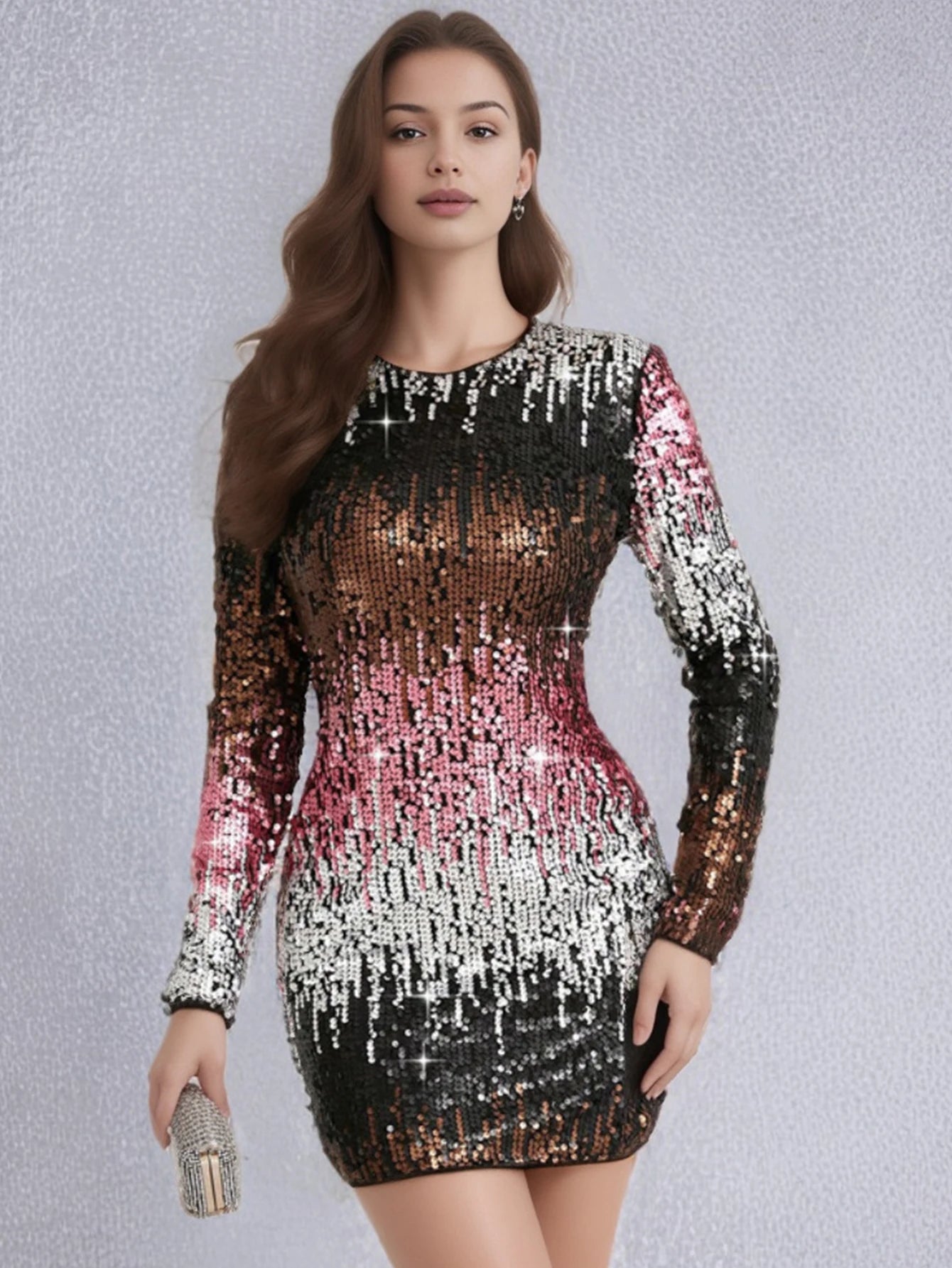 Sexy vintage sequin mini summer dress women elegant club birthday party short dresses luxury long sleeve evening dresses