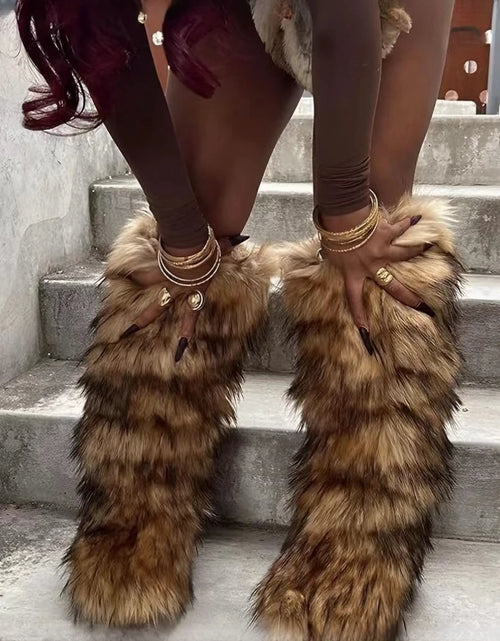 Load image into Gallery viewer, Cozy Glam: Thigh-High Faux Fur Winter Boots
