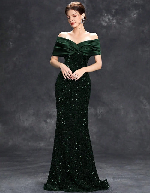 Load image into Gallery viewer, Elegant Velvet Sequin Fishtail Evening Gown – Perfect for Every Occasion
