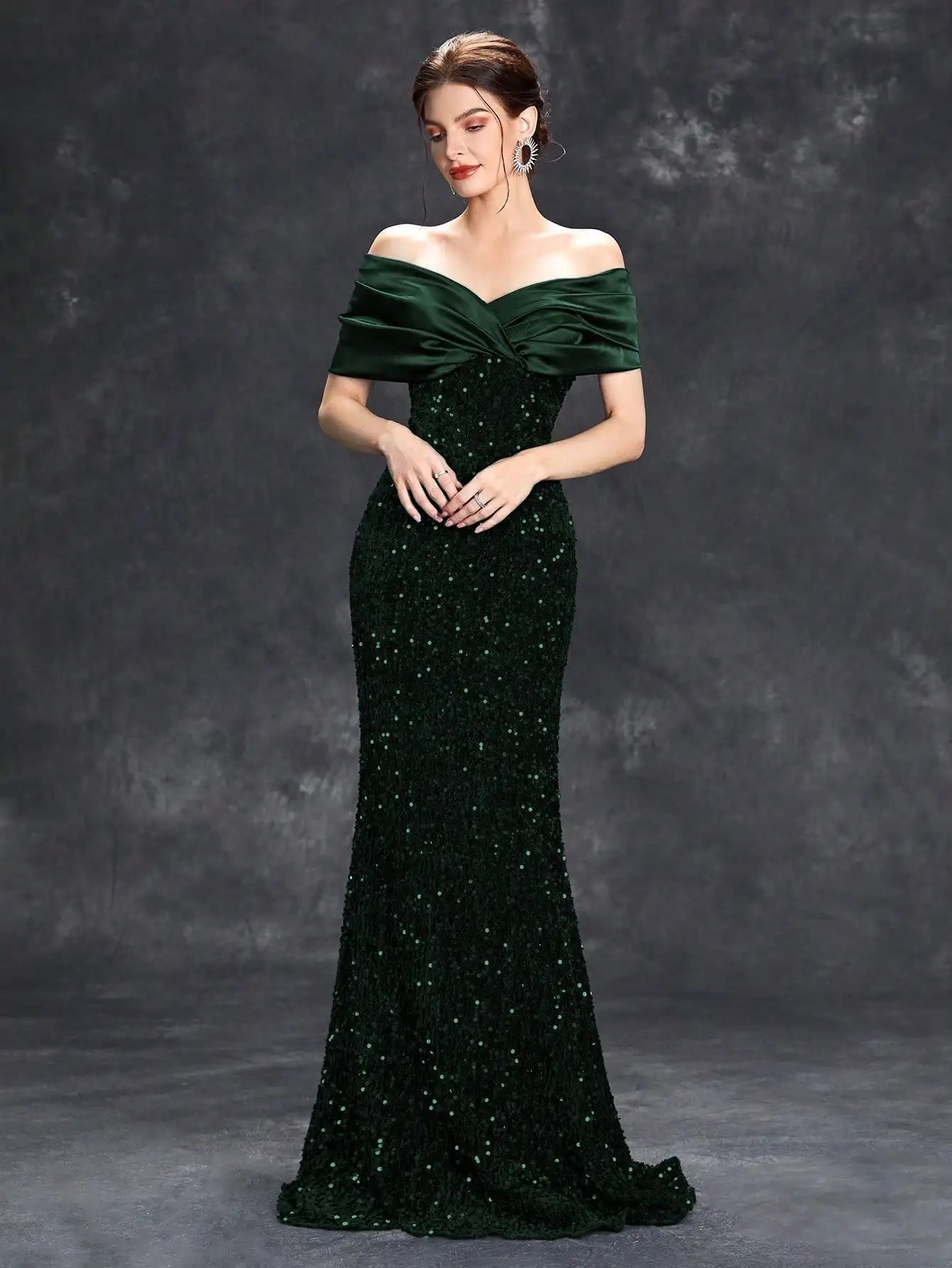 Elegant Velvet Sequin Fishtail Evening Gown – Perfect for Every Occasion