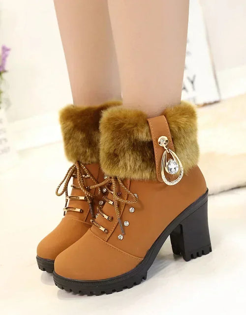 Load image into Gallery viewer, Elegant Suede High-Heel Platform Ankle Boots – Winter Must-Have
