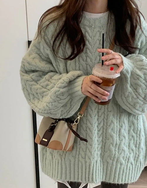 Load image into Gallery viewer, New soft glutinous knitted pullover top with lazy style Korean version loose women&#39;s sweater jacket
