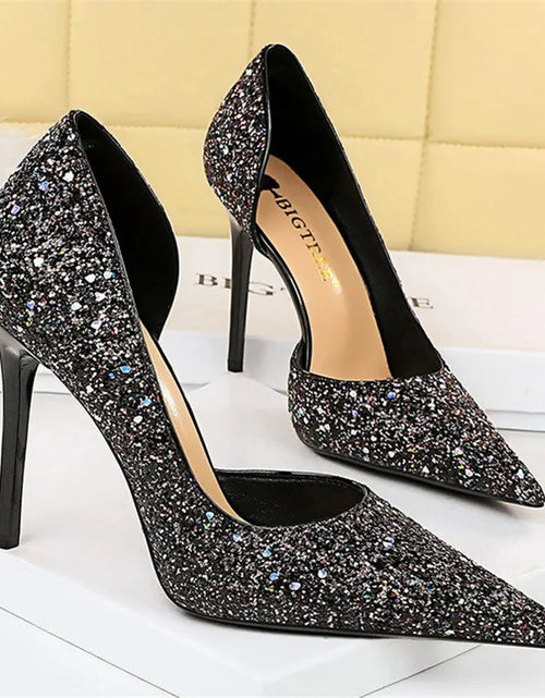 Load image into Gallery viewer, Elegant Sparkly Sequin Stiletto Pumps – Perfect Party Heels
