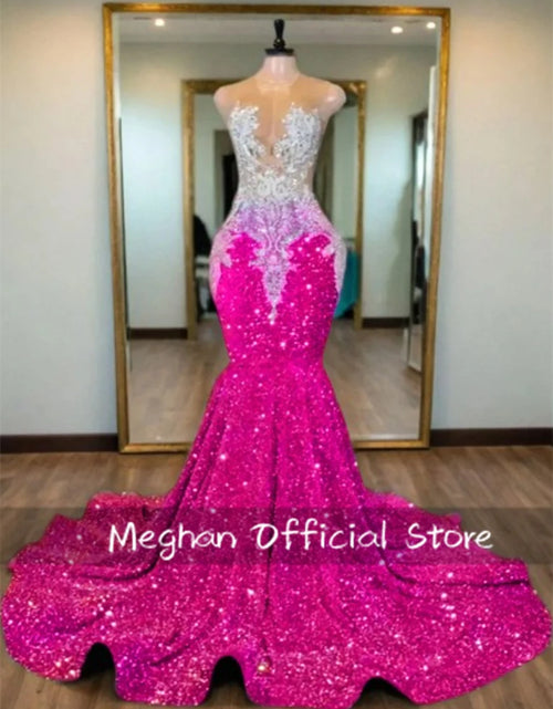 Load image into Gallery viewer, Elegance in Every Detail: Crystal Beaded Long Prom Dress with Sequins and Appliques
