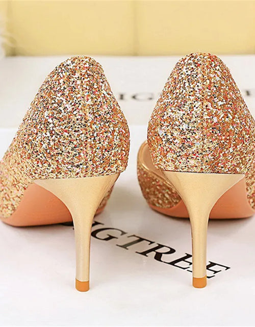 Load image into Gallery viewer, Elegant Sparkly Sequin Stiletto Pumps – Perfect Party Heels
