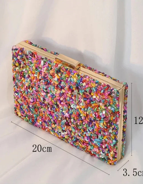 Load image into Gallery viewer, Luxury Colorful Stone Evening Bag – Designer Wedding &amp; Party Crossbody with Chain Wallet
