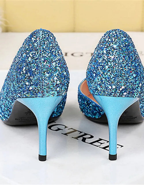 Load image into Gallery viewer, Elegant Sparkly Sequin Stiletto Pumps – Perfect Party Heels
