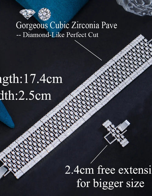 Load image into Gallery viewer, Elegant Geometric Link Chain Cubic Zirconia Bracelet – Brilliant Sparkle for Bridal &amp; Party Glam
