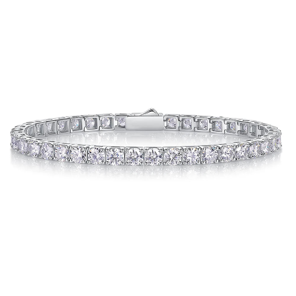 Dainty Full Moissanite Tennis Bracelet 18k Gold Plated 925 Sterling Silver D Color Lab Created Diamond Bracelet for Women Men