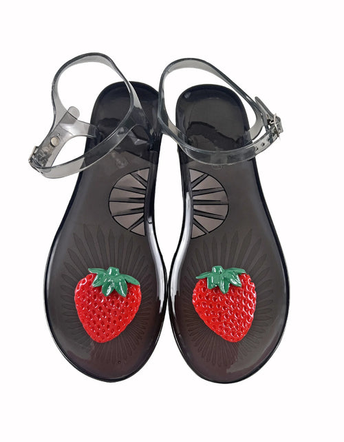 Load image into Gallery viewer, Women Fruit Jelly Sandals PVC Flat Flip-flop Sandal Ladies Summer Outdoor Fashion Non-slip Buckle Strap Beach Shoes Slides
