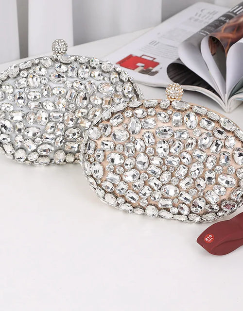 Load image into Gallery viewer, Golden Crystal Diamond Evening Clutch – Luxury Bridal &amp; Party Purse for Weddings and Birthday
