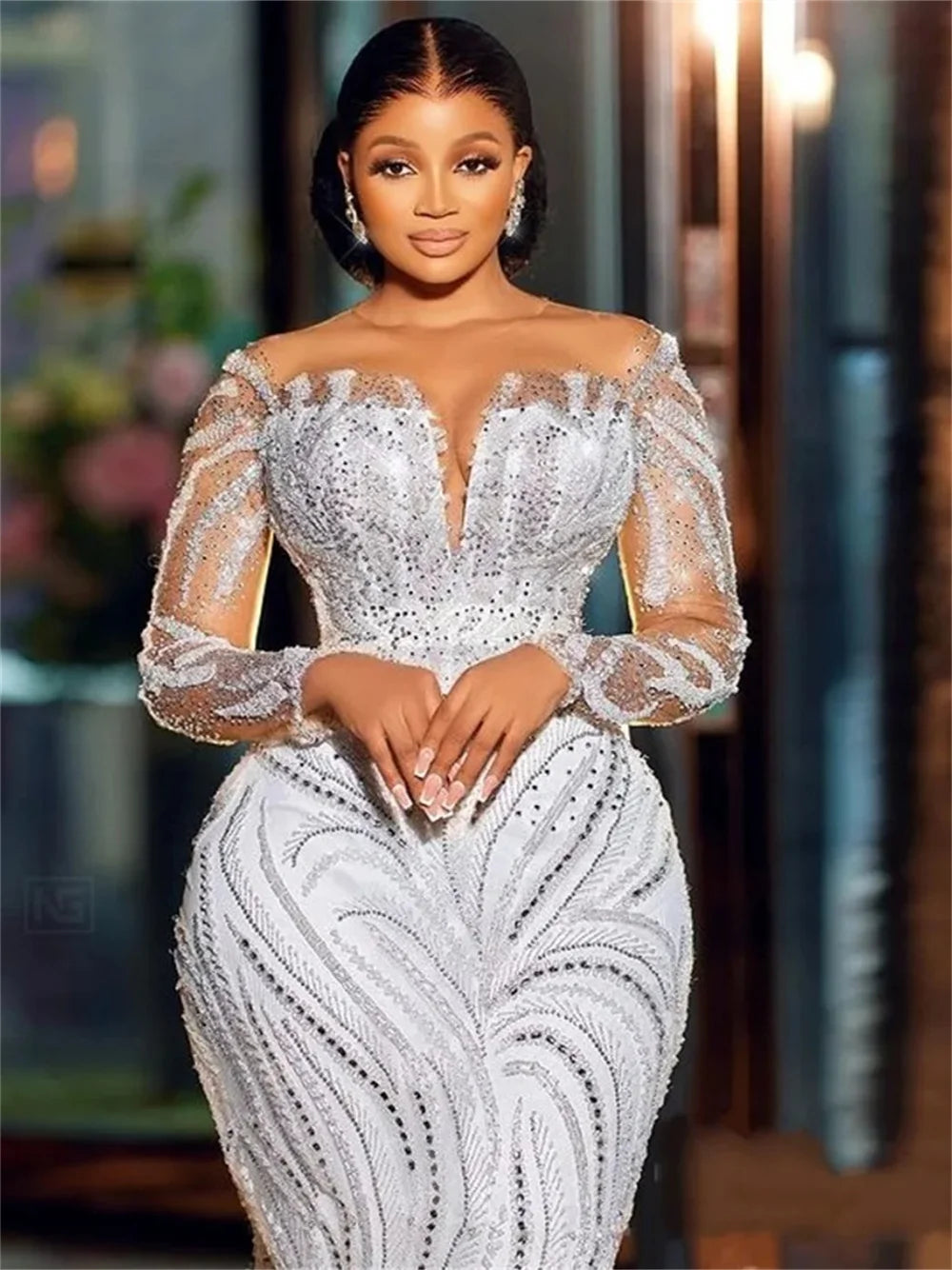 Timeless Elegance – Sexy Off-Shoulder Long-Sleeved Mermaid Wedding Dress