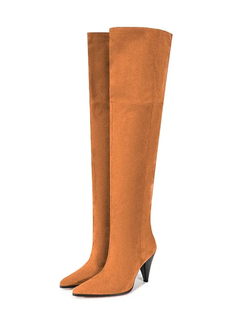 Load image into Gallery viewer, European and American Style Suede Tapered and Comfortable Sleeve Straight Over Knee Long Boots for Women&#39;s Fashion Runway Boots
