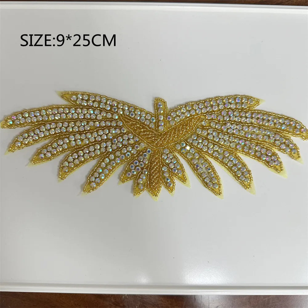 AB Silver Rhinestone Flower Applique – Elegant Iron-On/Sew-On Decoration for Wedding Dresses & Clothes