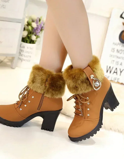 Load image into Gallery viewer, Elegant Suede High-Heel Platform Ankle Boots – Winter Must-Have
