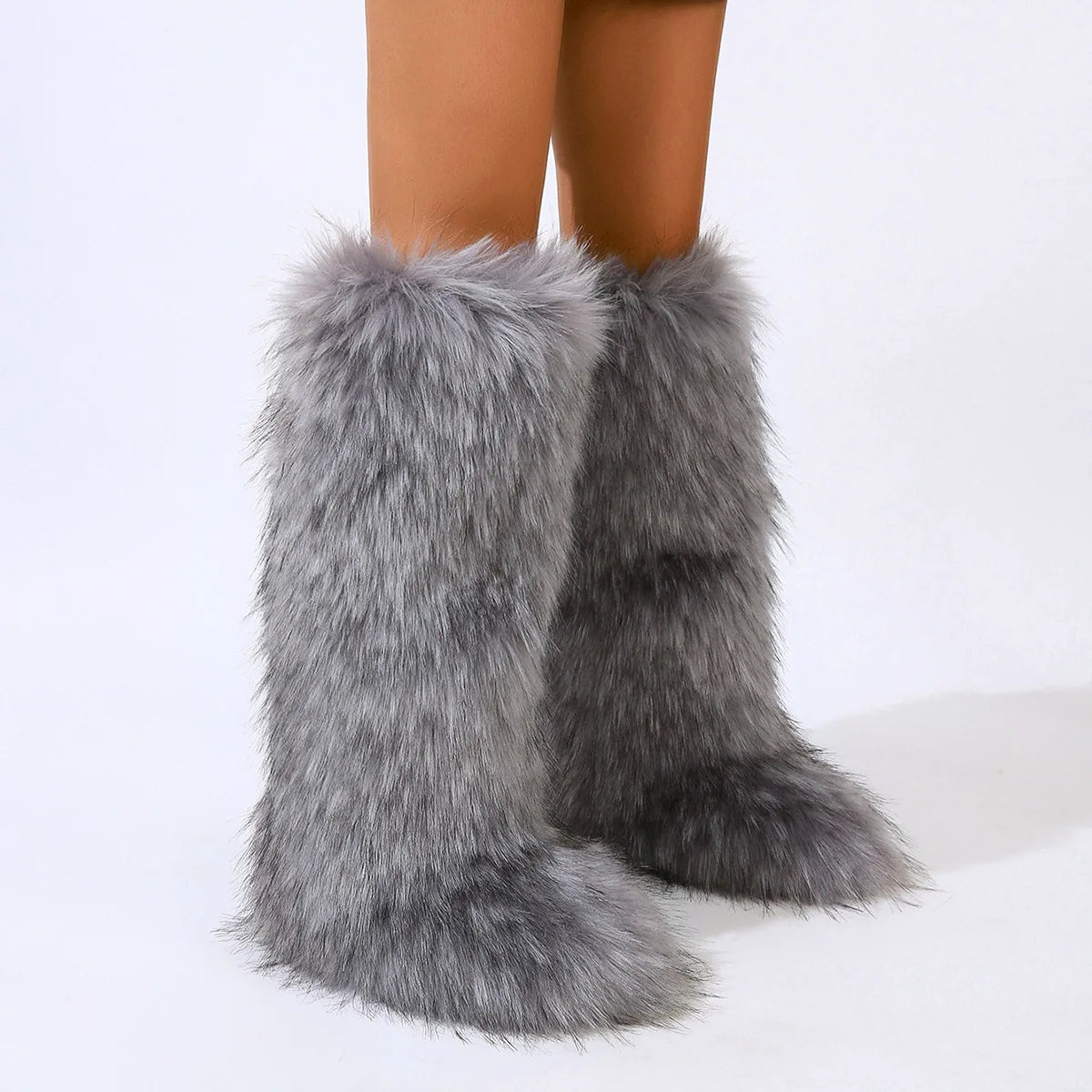 Cozy Glam: Thigh-High Faux Fur Winter Boots