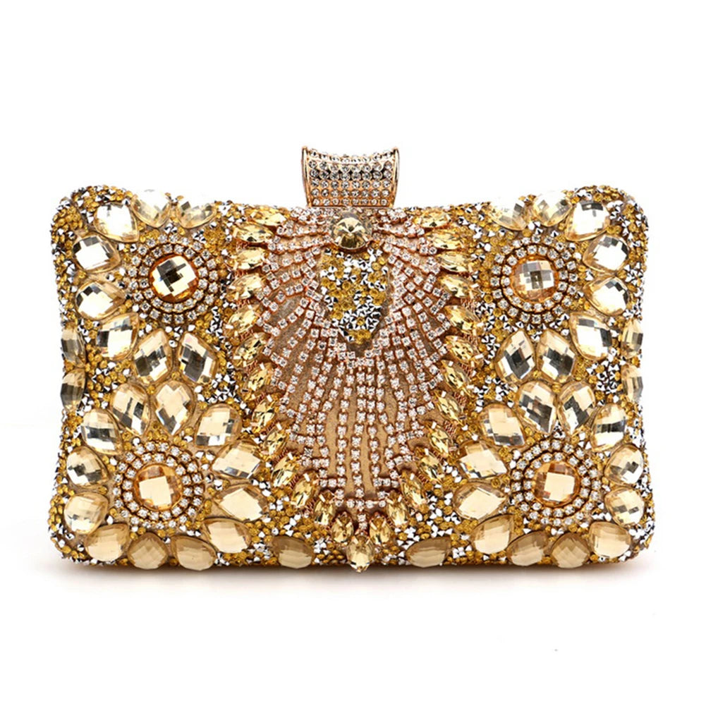 Luxury Rhinestone Glitter Evening Bag – Vintage Tassel Clutch for Weddings & Dinners