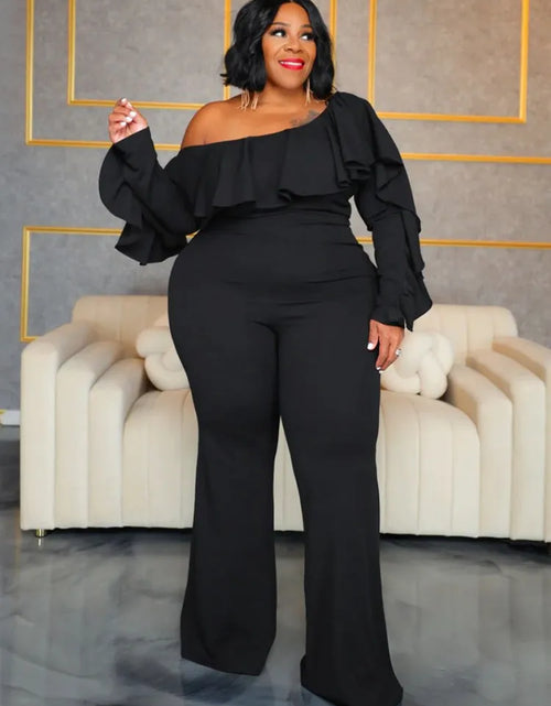 Load image into Gallery viewer, Plus-Size Wide-Leg Jumpsuit – Black Urban Leisure Summer Bodysuit for Women
