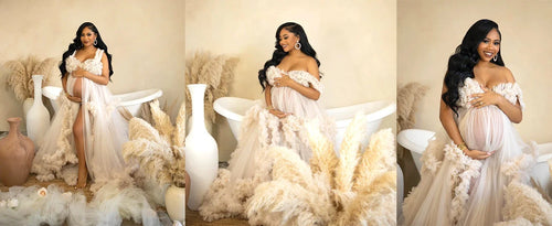 Load image into Gallery viewer, Puffy Ruffles Tulle Maternity Dress for Photoshoots &amp; Baby Showers
