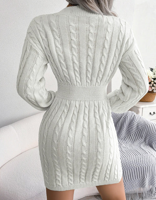 Load image into Gallery viewer, Cozy Knitted Sweater Dress for Women – Slim Waist, Long Sleeve Knitwear for Autumn &amp; Winter
