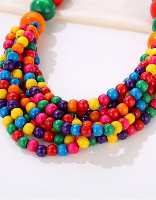 Load image into Gallery viewer, African Style Bohemian Multi-layer Wooden Bead Handmade Beaded Bib Necklace For Women
