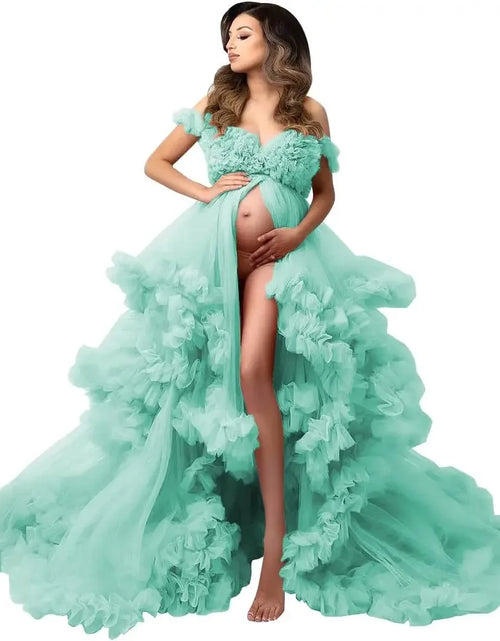 Load image into Gallery viewer, Puffy Ruffles Tulle Maternity Dress for Photoshoots &amp; Baby Showers
