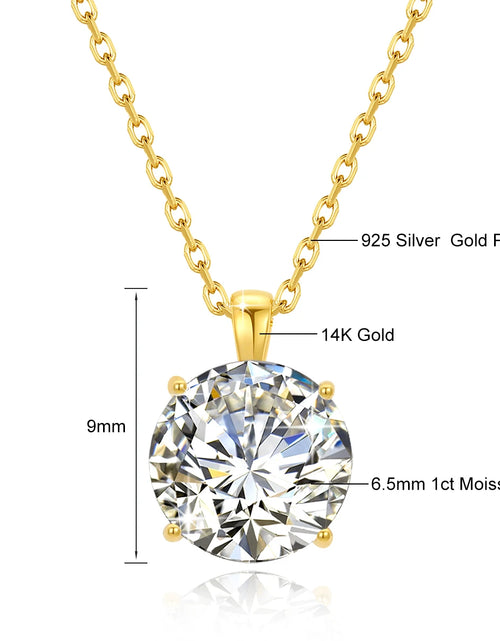 Load image into Gallery viewer, 14K Gold Moissanite Necklace – 1.0ct D Color Certified Luxury Pendant for Women
