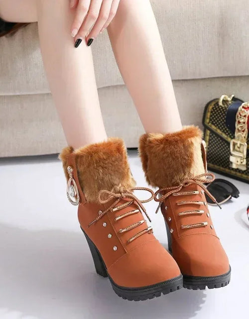 Load image into Gallery viewer, Elegant Suede High-Heel Platform Ankle Boots – Winter Must-Have
