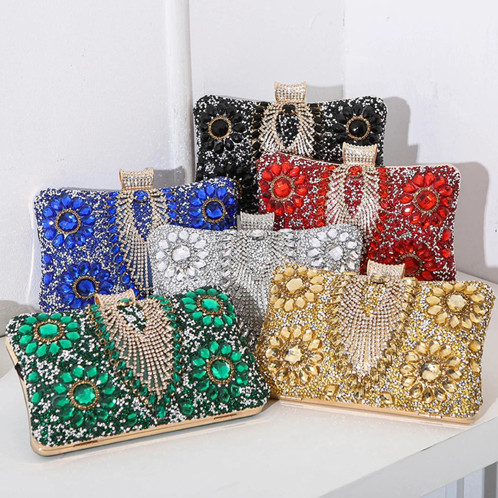 Luxury Rhinestone Glitter Evening Bag – Vintage Tassel Clutch for Weddings & Dinners