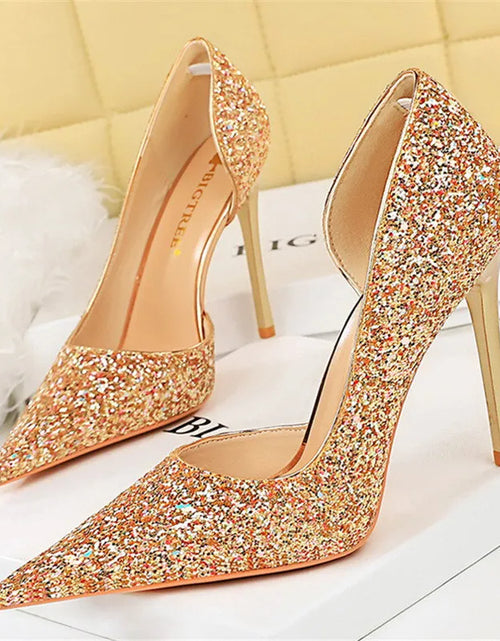 Load image into Gallery viewer, Elegant Sparkly Sequin Stiletto Pumps – Perfect Party Heels
