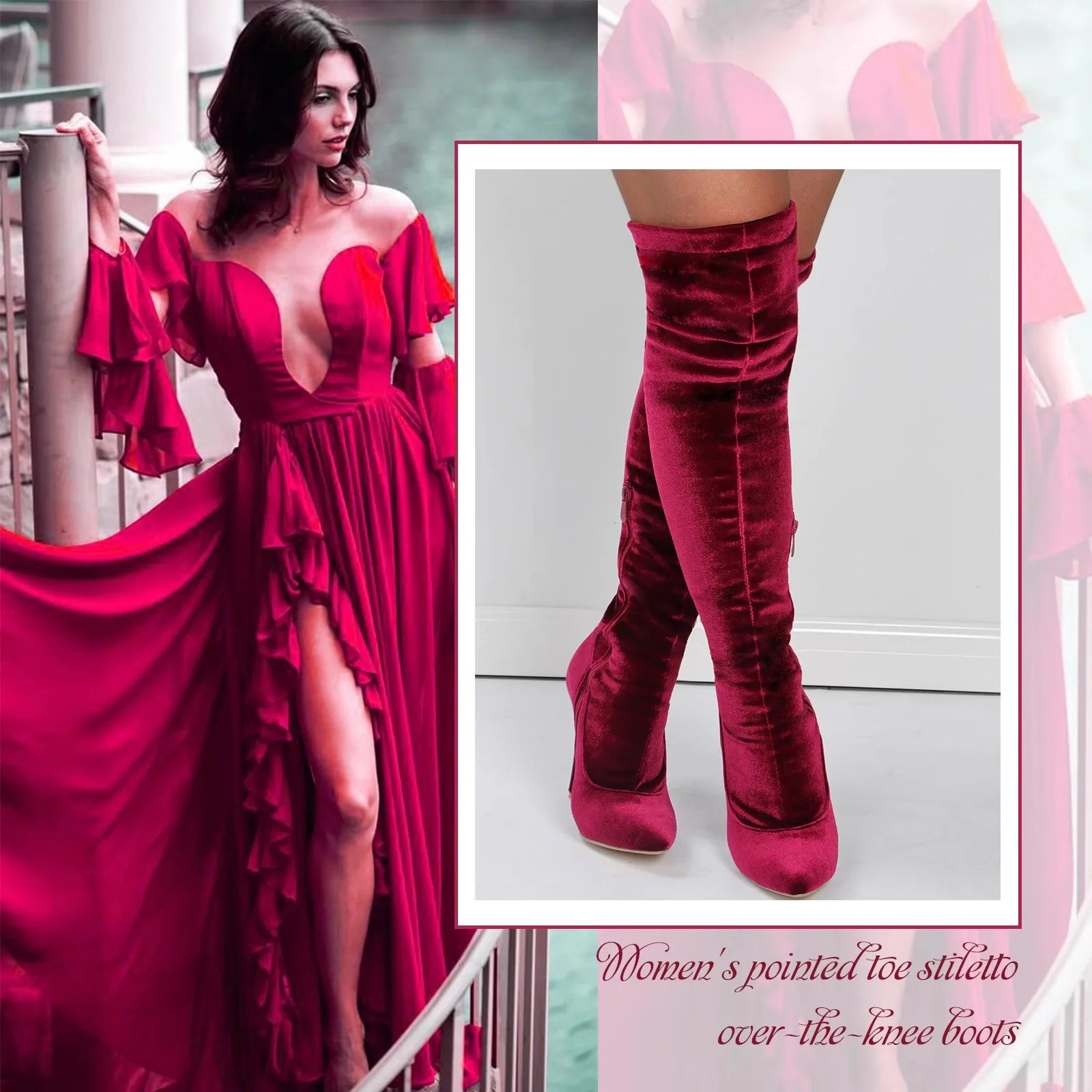 Velvet Elegance: Over-the-Knee Heeled Boots for Sophisticated Glamour