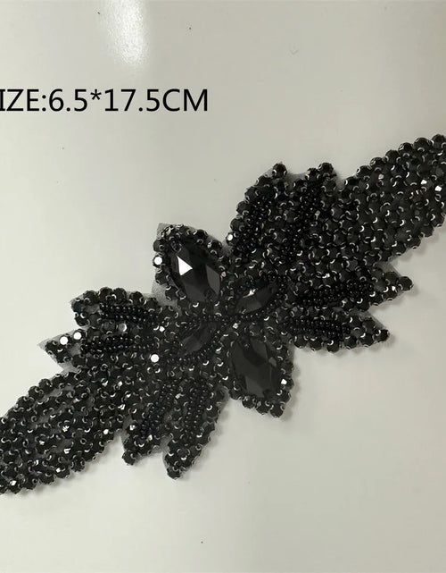 Load image into Gallery viewer, AB Silver Rhinestone Flower Applique – Elegant Iron-On/Sew-On Decoration for Wedding Dresses &amp; Clothes
