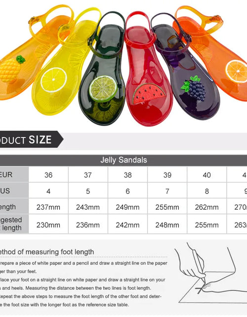 Load image into Gallery viewer, Women Fruit Jelly Sandals PVC Flat Flip-flop Sandal Ladies Summer Outdoor Fashion Non-slip Buckle Strap Beach Shoes Slides
