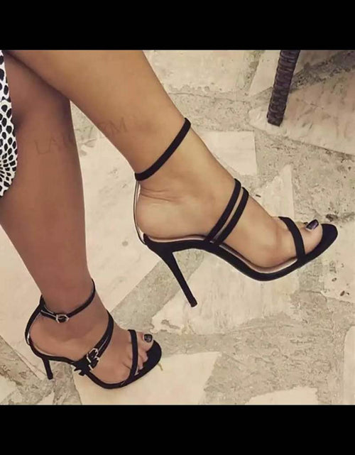 Load image into Gallery viewer, Buckle Strap Sandals Womens Sexy Stiletto Shoe Party High Heel Black Sandal for Woman
