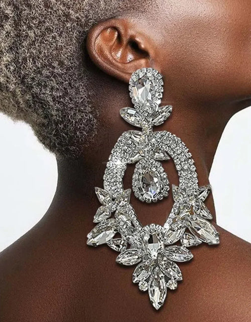 Load image into Gallery viewer, Oversized Rhinestone Statement Earrings – Glamorous Wedding &amp; Party Showstoppers
