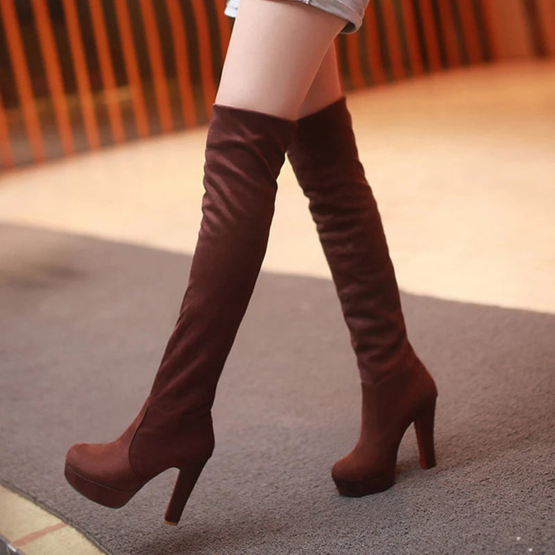 Step into Elegance: Winter Over-The-Knee High-Heel Platform Boots