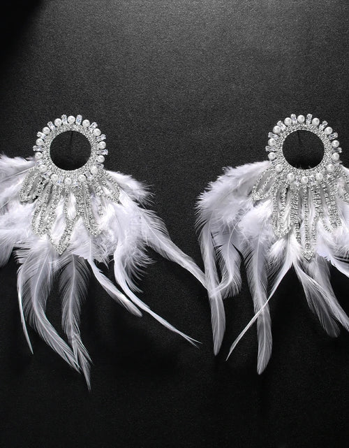 Load image into Gallery viewer, Charming Bohemian Feather Earrings – Luxury Crystal Bridal Statement Jewelry
