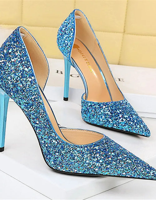 Load image into Gallery viewer, Elegant Sparkly Sequin Stiletto Pumps – Perfect Party Heels
