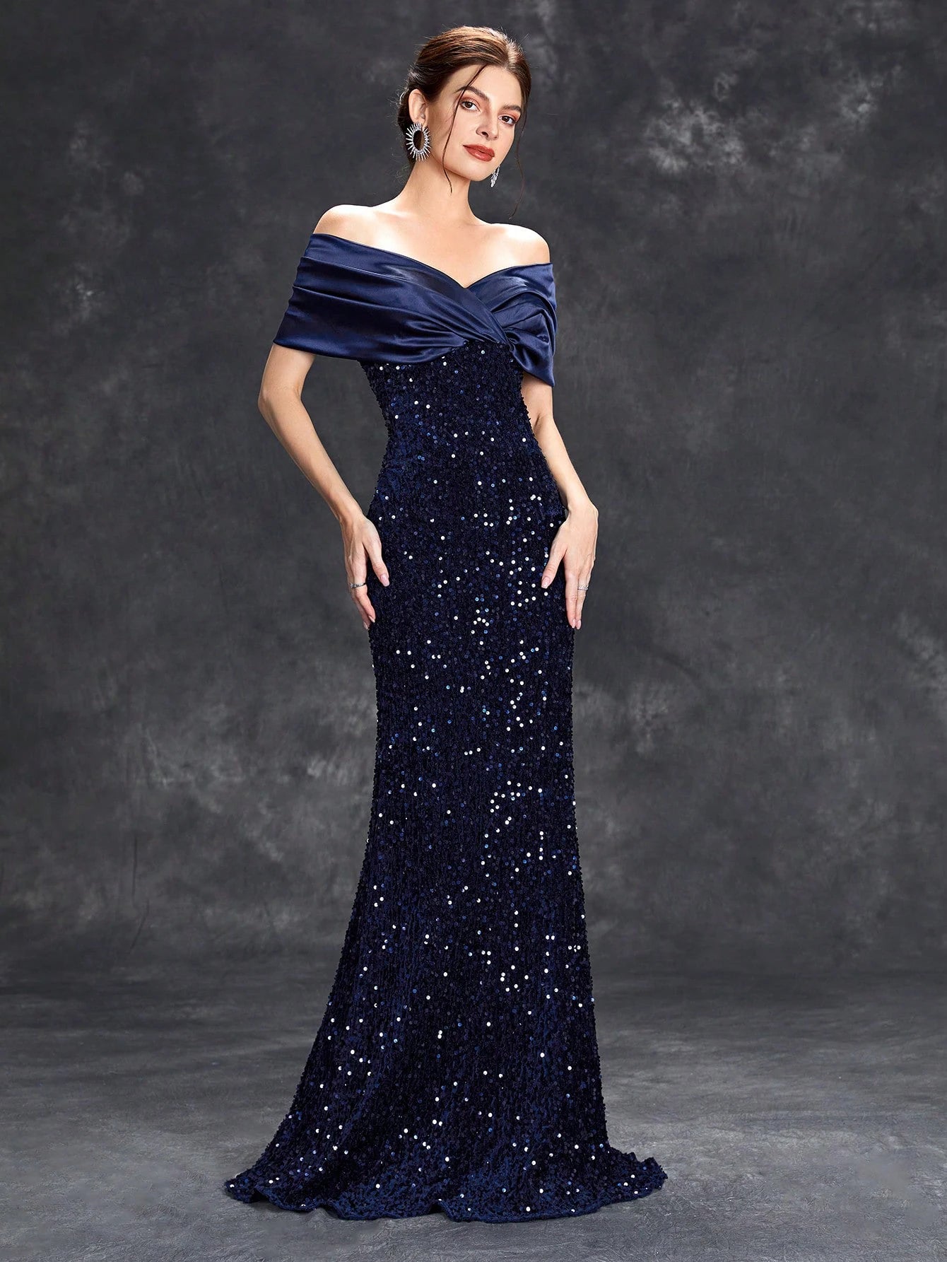 Elegant Velvet Sequin Fishtail Evening Gown – Perfect for Every Occasion