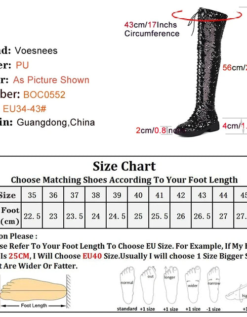 Load image into Gallery viewer, Dazzling Heights: Shiny Sequined Over-the-Knee Boots with Thick Heels
