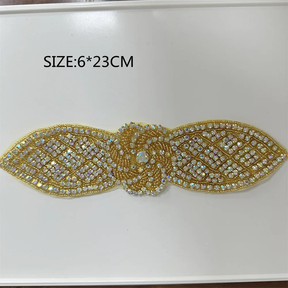 AB Silver Rhinestone Flower Applique – Elegant Iron-On/Sew-On Decoration for Wedding Dresses & Clothes