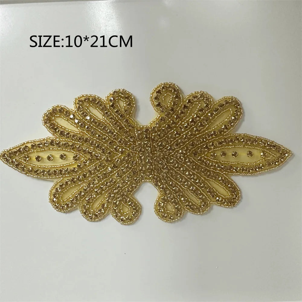 AB Silver Rhinestone Flower Applique – Elegant Iron-On/Sew-On Decoration for Wedding Dresses & Clothes