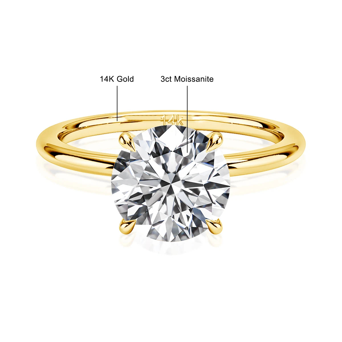 14K Real Gold Moissanite Promise Ring – Luxury Wedding Jewelry for Women on Clearance Sale