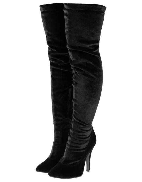 Load image into Gallery viewer, Velvet Elegance: Over-the-Knee Heeled Boots for Sophisticated Glamour
